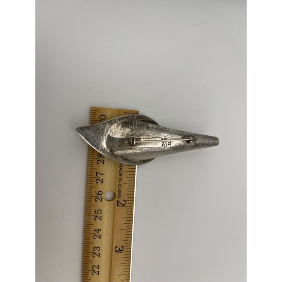 Calla Lily Brooch Stamped Mexico 525 Silver 3" Vintage - Picture 8 of 8